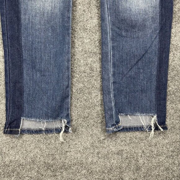 WHBM Jeans Womens 6 Straight Blue 2-Tone Multi‎ Wash Hi Low Raw Hem Cotton Blend - Picture 3 of 15